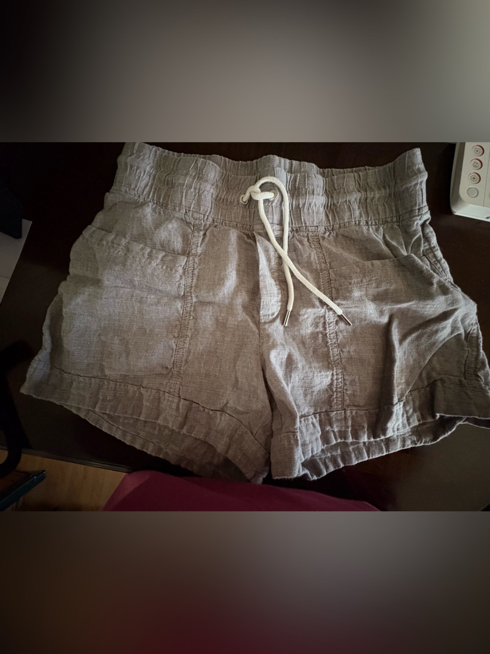 Athleta Dark Gray 100% Linen Shorts Size 6